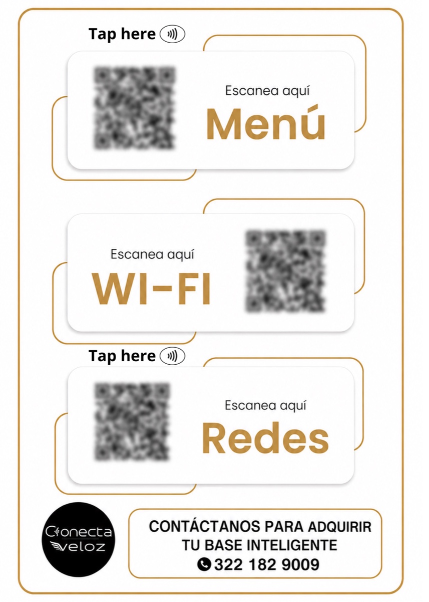 Base Inteligente Conecta Veloz — reverso con Menú, WiFi y Redes