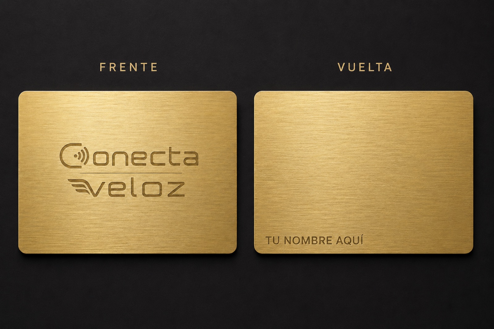 Tarjeta metálica oro, frente y vuelta